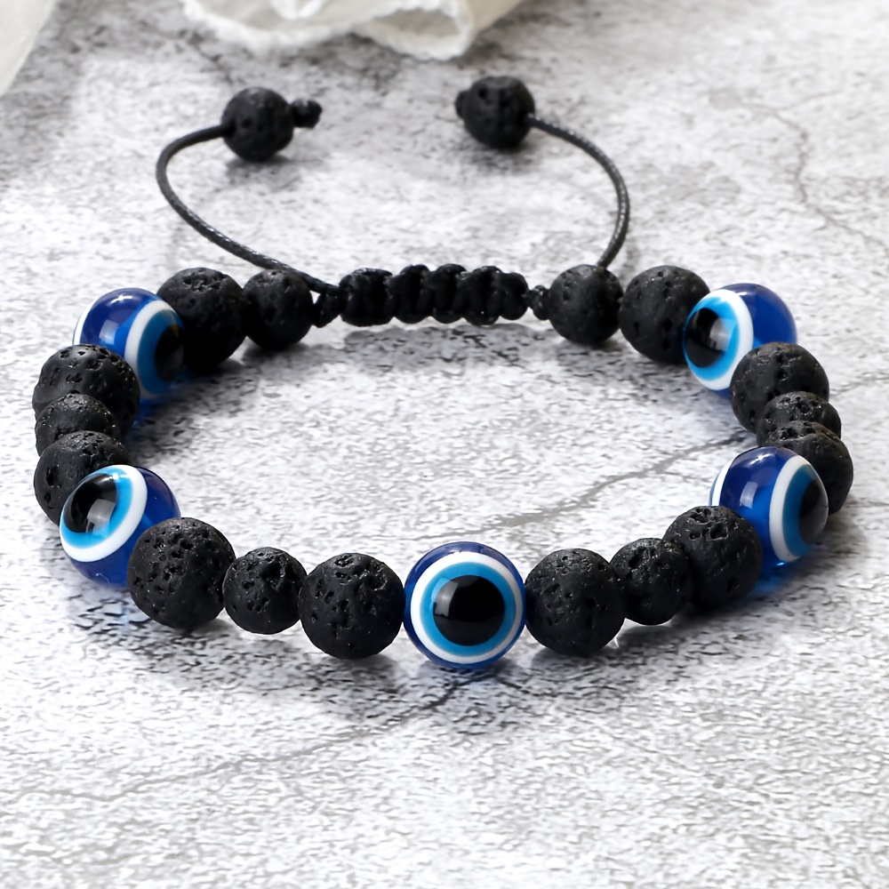 Devil'S Eye Bracelet Natural Stone Adjustable Bangle Vintage Style